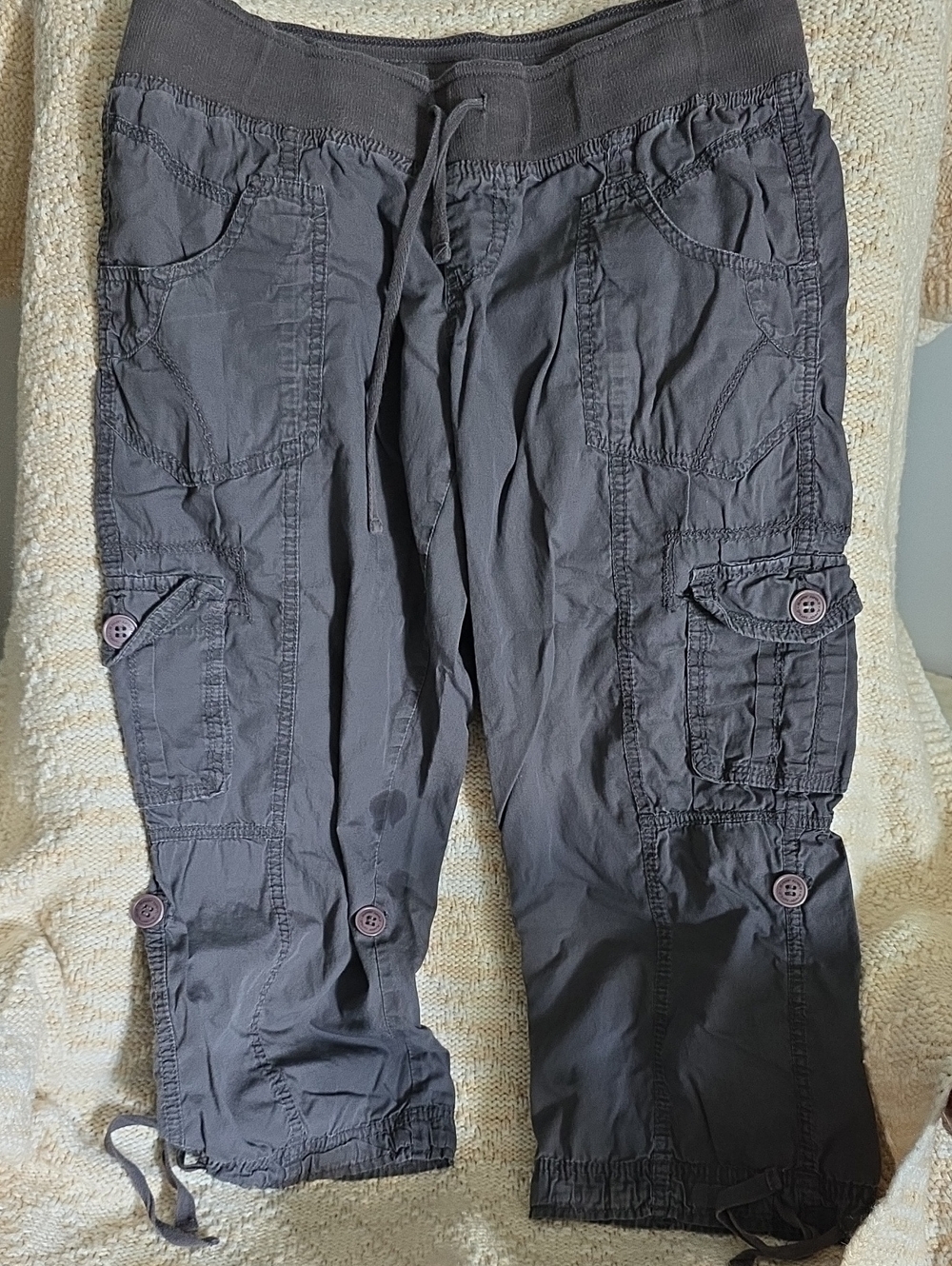 Almost Famous Charcoal Cargo Capris